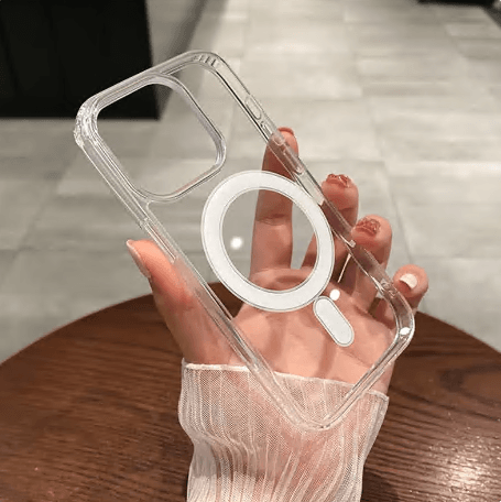 For Magesafe Magnetic Transparent Wireless Charge Case For iPhone 11 12 13 14 15 16 Pro Max Plus Mini X 7 8 Shockproof PC Cover
