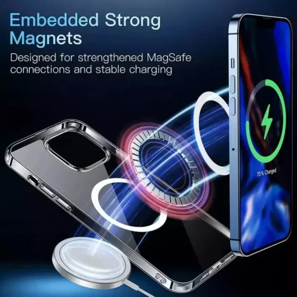 Clear Phone Case For iPhone 11 12 13 14 15 Pro Max For Magsafe Magnetic Wireless Charging Magsafe Case 7 8 XR XsMax Cover Case - Image 2