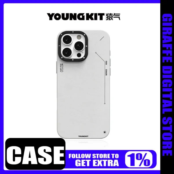 YoungKit Leather Matte Case Cover iPhone16 PRO MAX Case Magsafe Magnetic Wireless Charging iPhone15 Pro Cover Custom Fashion