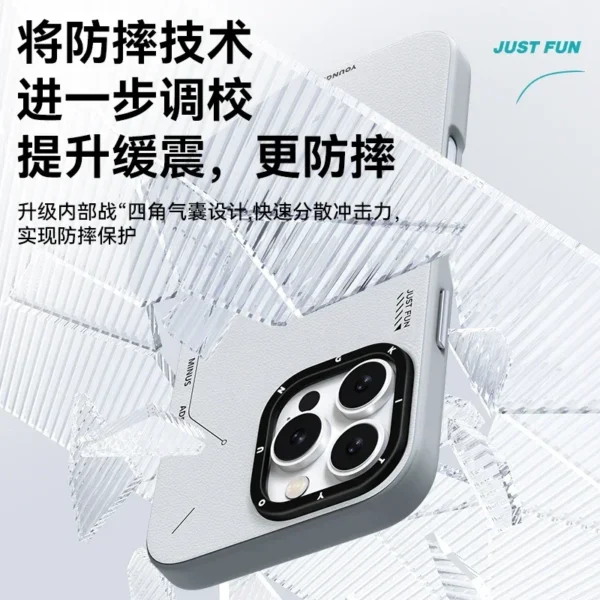 YoungKit Leather Matte Case Cover iPhone16 PRO MAX Case Magsafe Magnetic Wireless Charging iPhone15 Pro Cover Custom Fashion - Image 3