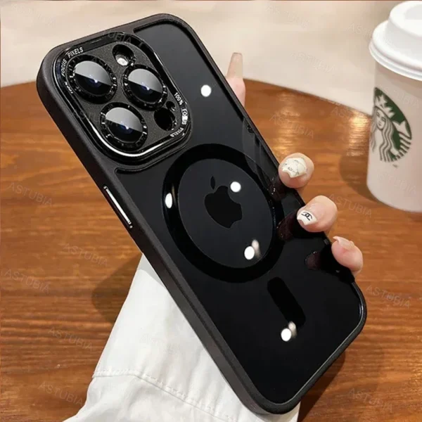 Luxury Magnetic Metal Lens Bumper Protection Case For iPhone 16 15 14 13 12 11 Pro Max Plus Magsafe Acrylic Translucency Cover - Image 3