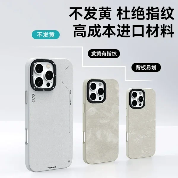 YoungKit Leather Matte Case Cover iPhone16 PRO MAX Case Magsafe Magnetic Wireless Charging iPhone15 Pro Cover Custom Fashion - Image 4