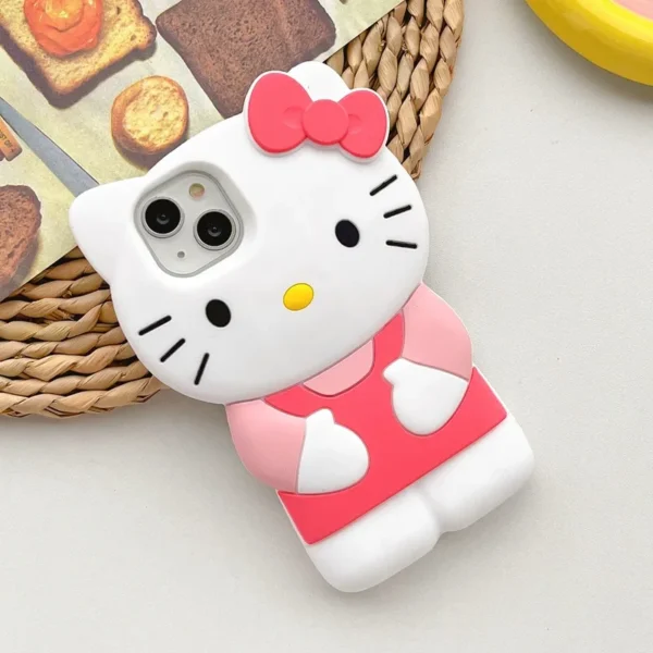 NEW Sanrio Hello Kitty Cartoon 3D Bow Phone Case For iPhone 16 15 14 13 Pro Max 7 8 Plus XR XS MAX Y2K Anti Fall Silicone Case - Image 3