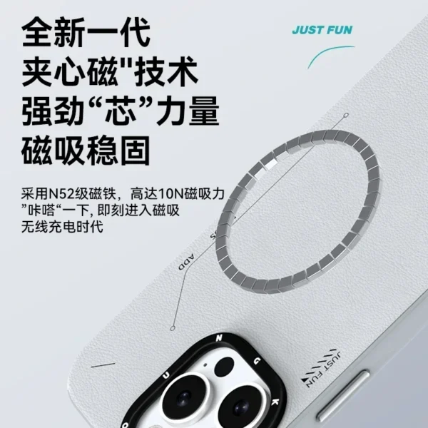 YoungKit Leather Matte Case Cover iPhone16 PRO MAX Case Magsafe Magnetic Wireless Charging iPhone15 Pro Cover Custom Fashion - Image 2