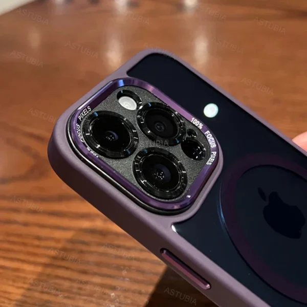 Luxury Magnetic Metal Lens Bumper Protection Case For iPhone 16 15 14 13 12 11 Pro Max Plus Magsafe Acrylic Translucency Cover - Image 4
