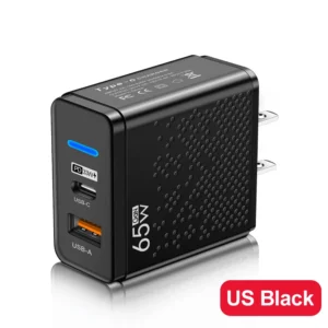 Fast PD Charger LED 65W USB-C for iPhone Samsung Xiaomi Huawei Redmi Honor POCO USB Wall Charger Power Adapter EU/US/UK