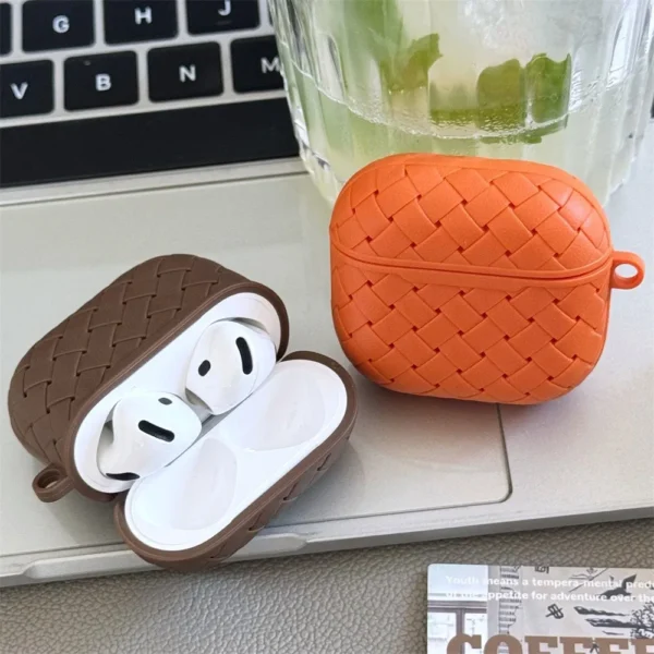Luxury Weaving Soft Silicone Wireless Bluetooth Earphone Case For Apple Airpods Pro 2 Cover Air Pods 4 3 1 Leather Texture Cover
