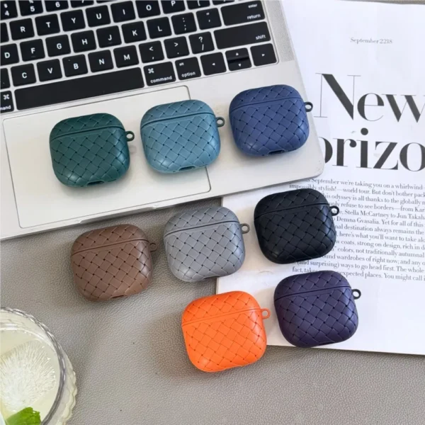 Luxury Weaving Soft Silicone Wireless Bluetooth Earphone Case For Apple Airpods Pro 2 Cover Air Pods 4 3 1 Leather Texture Cover - Image 3