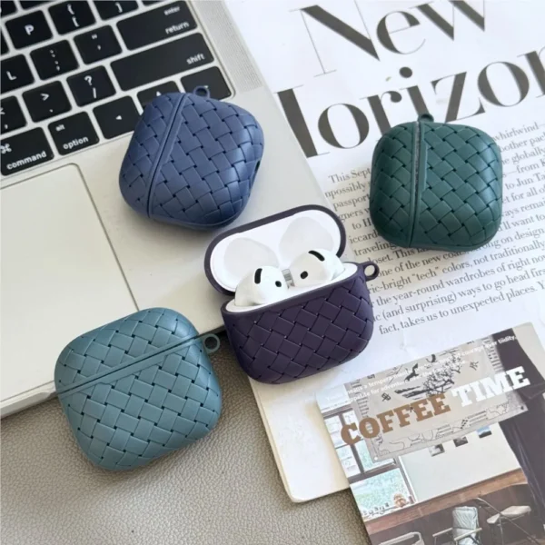 Luxury Weaving Soft Silicone Wireless Bluetooth Earphone Case For Apple Airpods Pro 2 Cover Air Pods 4 3 1 Leather Texture Cover - Image 6
