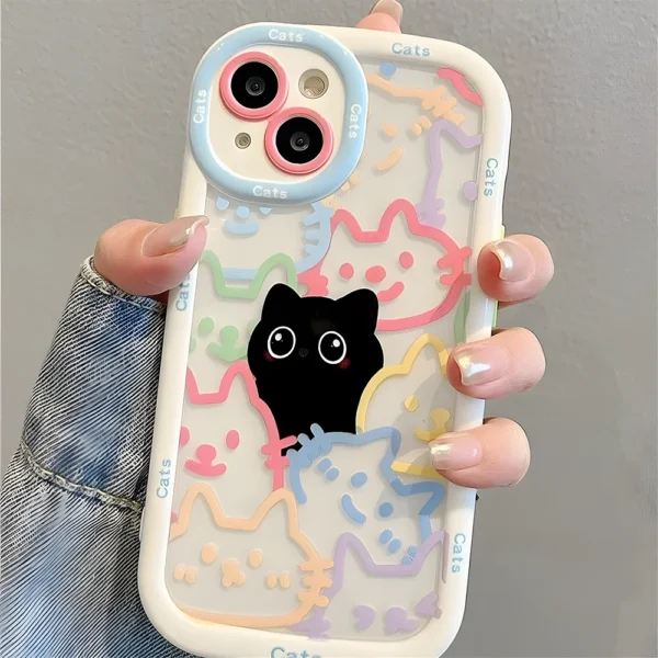 Cut Cat Aninal Phone Case For iPhone 13 Funda iPhone 11 14 15 16 Pro Max 12 XR X Xs 7 8 Plus SE 15pro 13pro Silicone Soft Cover - Image 5