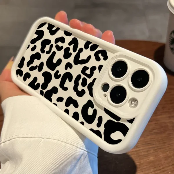 Black Leopard Print Pattern Silicone Phone Case For iPhone 11 12 13 14 15 16 Pro Max X XS XR 7 8 Plus SE 2 Shockproof Soft Cover - Image 6