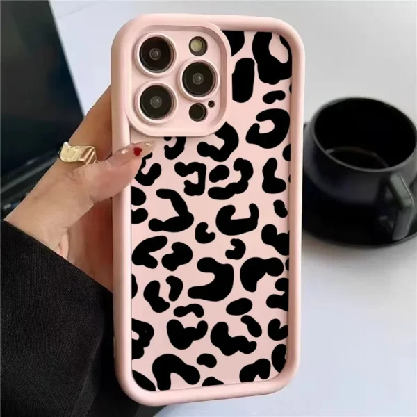 Black Leopard Print Pattern Silicone Phone Case For iPhone 11 12 13 14 15 16 Pro Max X XS XR 7 8 Plus SE 2 Shockproof Soft Cover - Image 3